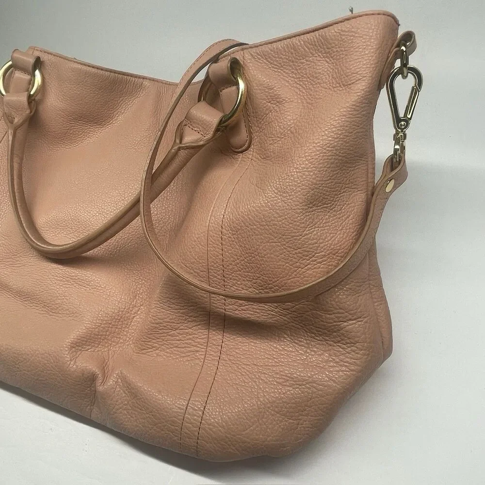 Got It Love It GILI Peach Genuine Pebbled Leather Roma 2 Leather Tote w/ Tassel